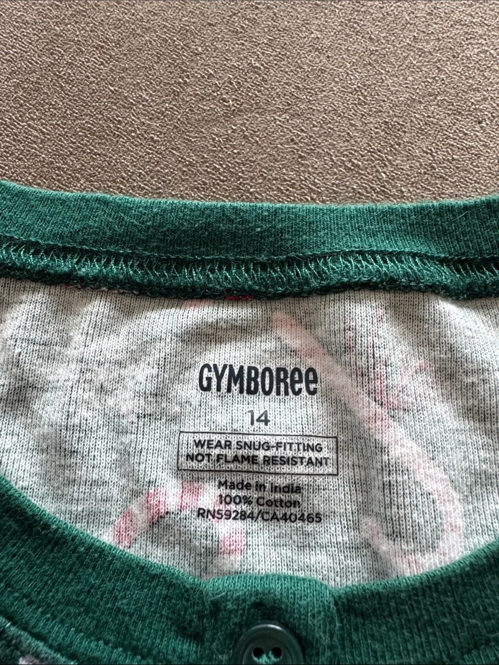Gymboree Green Candy Cane Print Kids Pajama Set